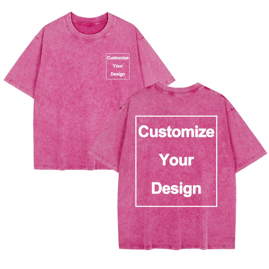 DIY Cotton Washed TShirt Womens Custom Your LogoLetter T Shirt ONeck Oversized Tops Comfortable Short Sleeve Woman Clothes