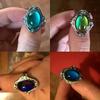 Kreativer magischer Ring Edelstein Farbwechselring Herzförmig Verstellbar Temperatur Schmuck-Accessoire Geschenk Beliebtes Accessoire