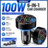 KEBIDU Carregador de Carro 6 em 1 100W PD QC3.0 USB 12V-24V Carregador de Telefone Adaptador de Carregamento Rápido Display Digital de Tensão Para IPhone Huawei Acessórios Automotivos