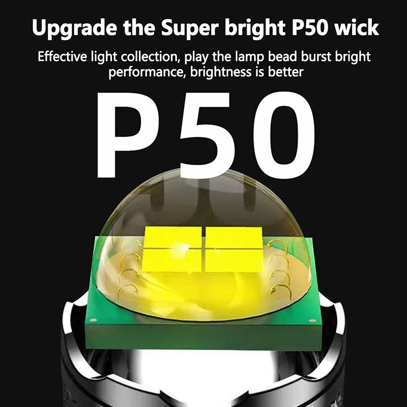 Ultra Bright Lantern Super Powerful Led Flashlight Zoom Tactical Torch Built-In Battery Usb Rechargeable Waterproof Lamp