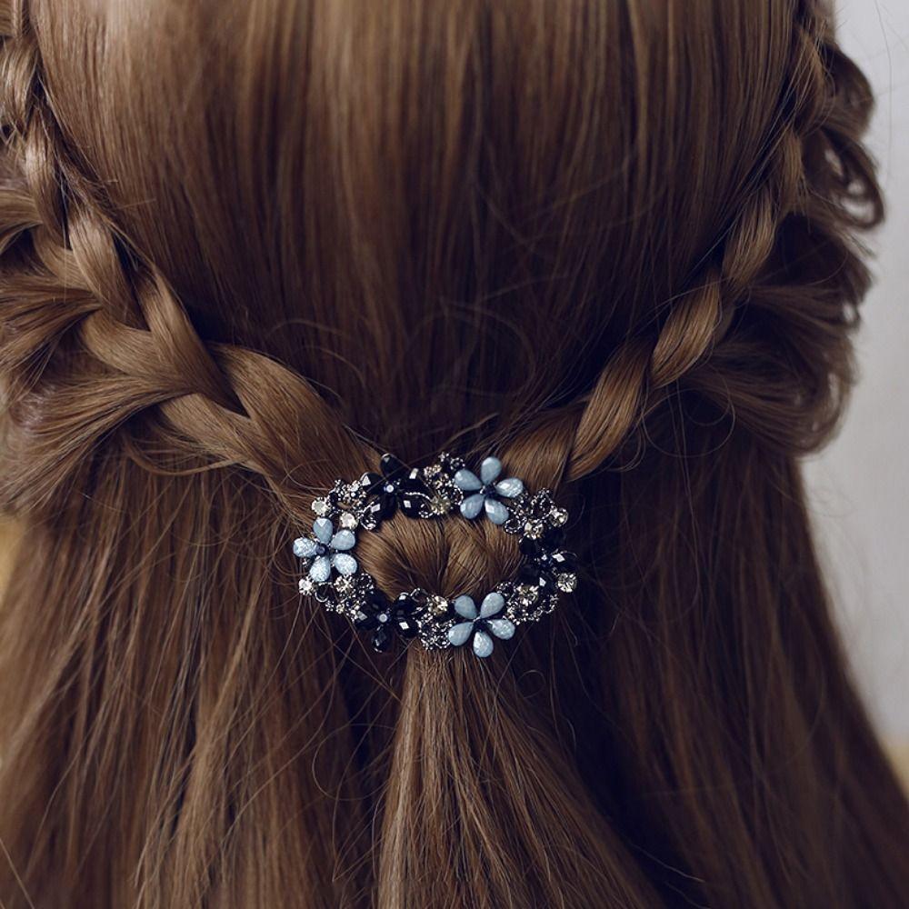 Luxury Oval Flower Hair Clip Rhinestone Zircon Top Clip  For Women Girls Hair Accessories