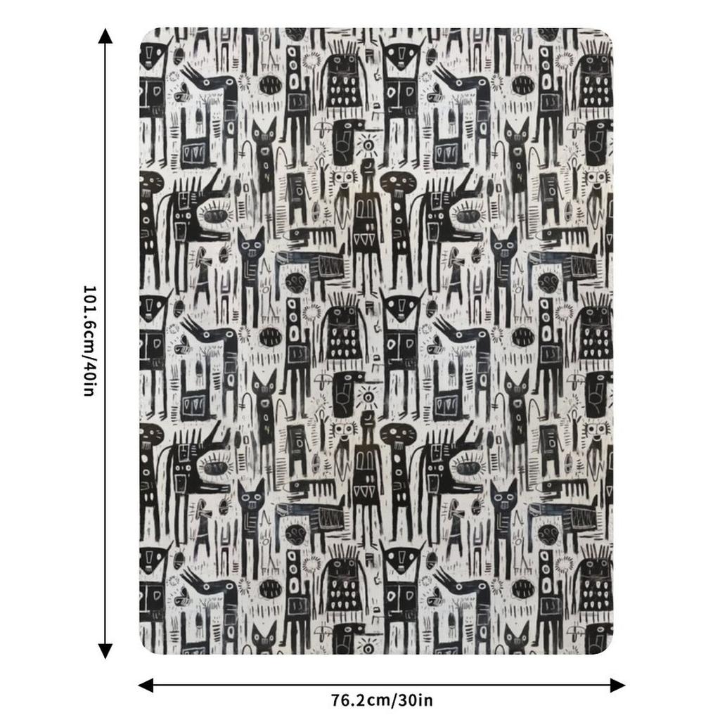 Bright Art Brut Pattern Black White Throw Blanket All Season Lightweight Soft Blanket For Bed