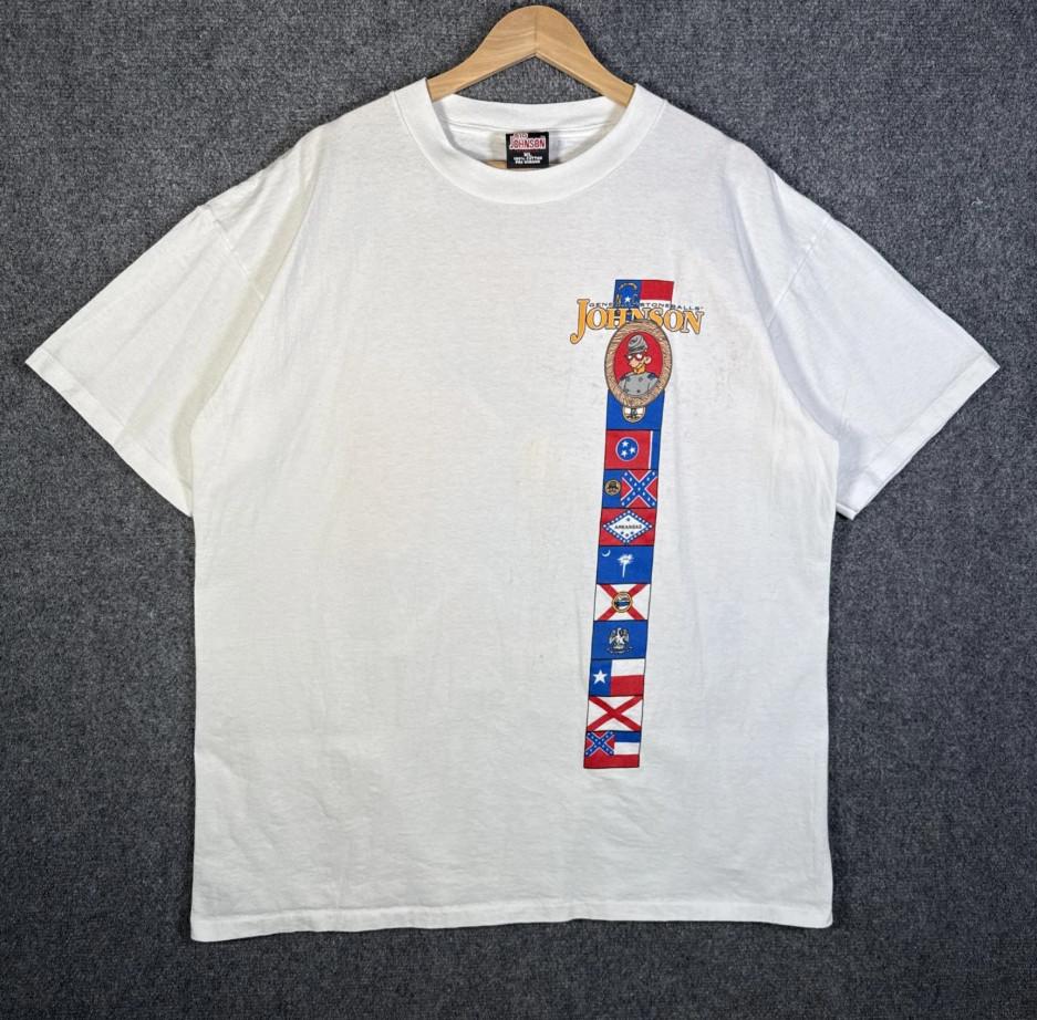 

NEW Vintage Big Johnson Shirt Mens XL White 90s Parody Flag General Army USA 4XL