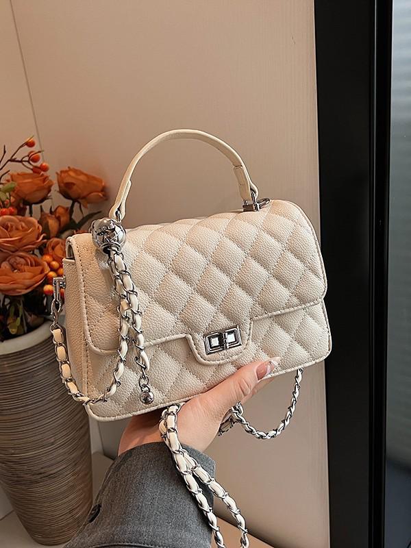 2024 Women's Fashion Diamond Pattern Chain Crossbody Bag - High-End Small Square Handbag