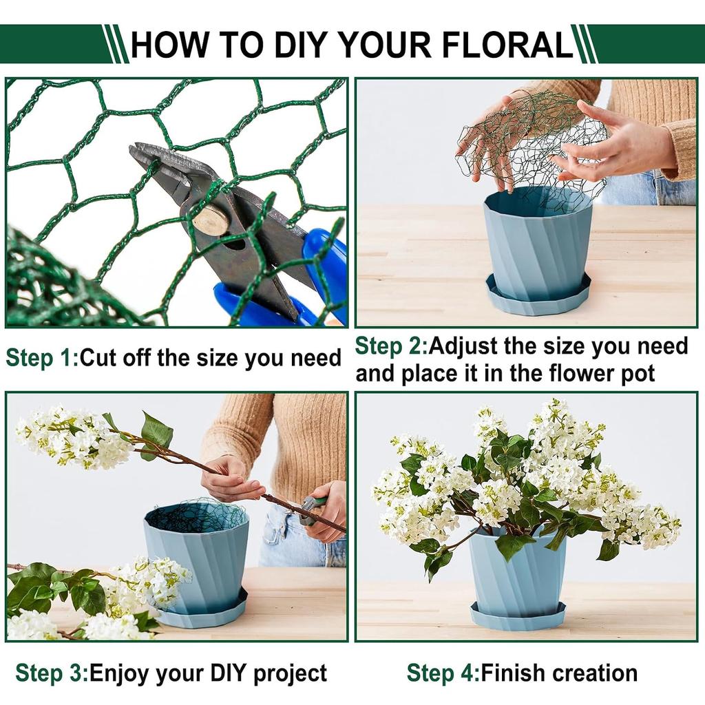 Blumen-Drahtgitter, 4 x 118 Zoll Maschengitter mit Zange, Schützt Pflanzen & Dekoriert Blumenbogen, DIY Basteln