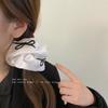 Korean Style Simple Satin Embroidery Bow Hair Band Black and White Ponytail Hair Accessories