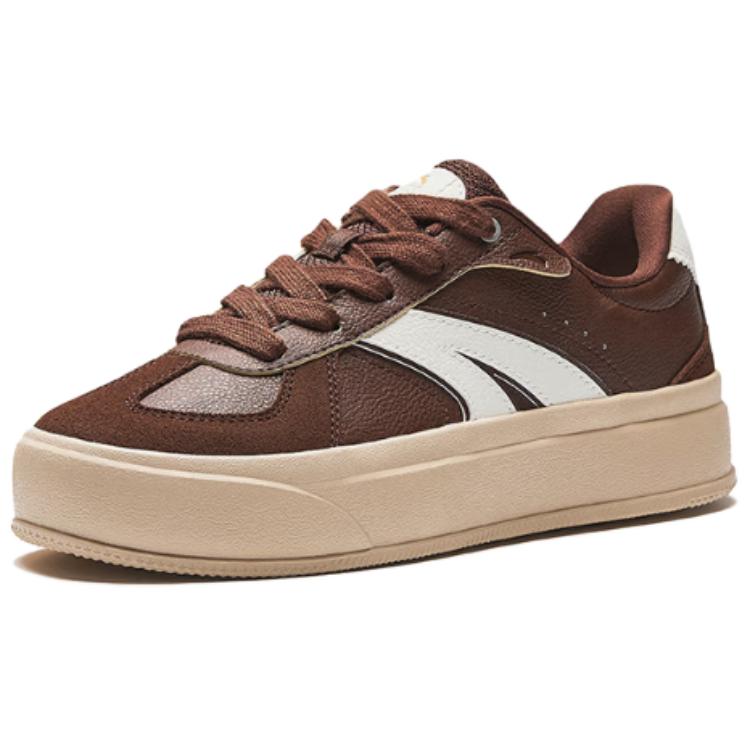 Anta Trendy Retro Slip-Resistant Shock-Absorbing Wear-Resistant Low-Top Sneakers Women Sneakers Chestnut-Brown Ivory-White 922538023-1