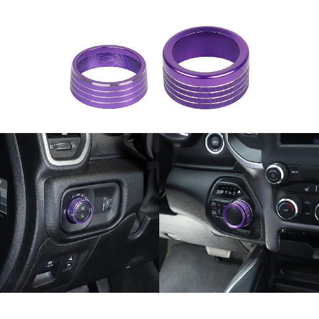 Voodonala for Dodge RAM Aluminum Headlight Headlamp & Gear Shift Shifter Shift Lever Selector Knob Switch Adjustment Knob Cover for 2018-2026 Dodge