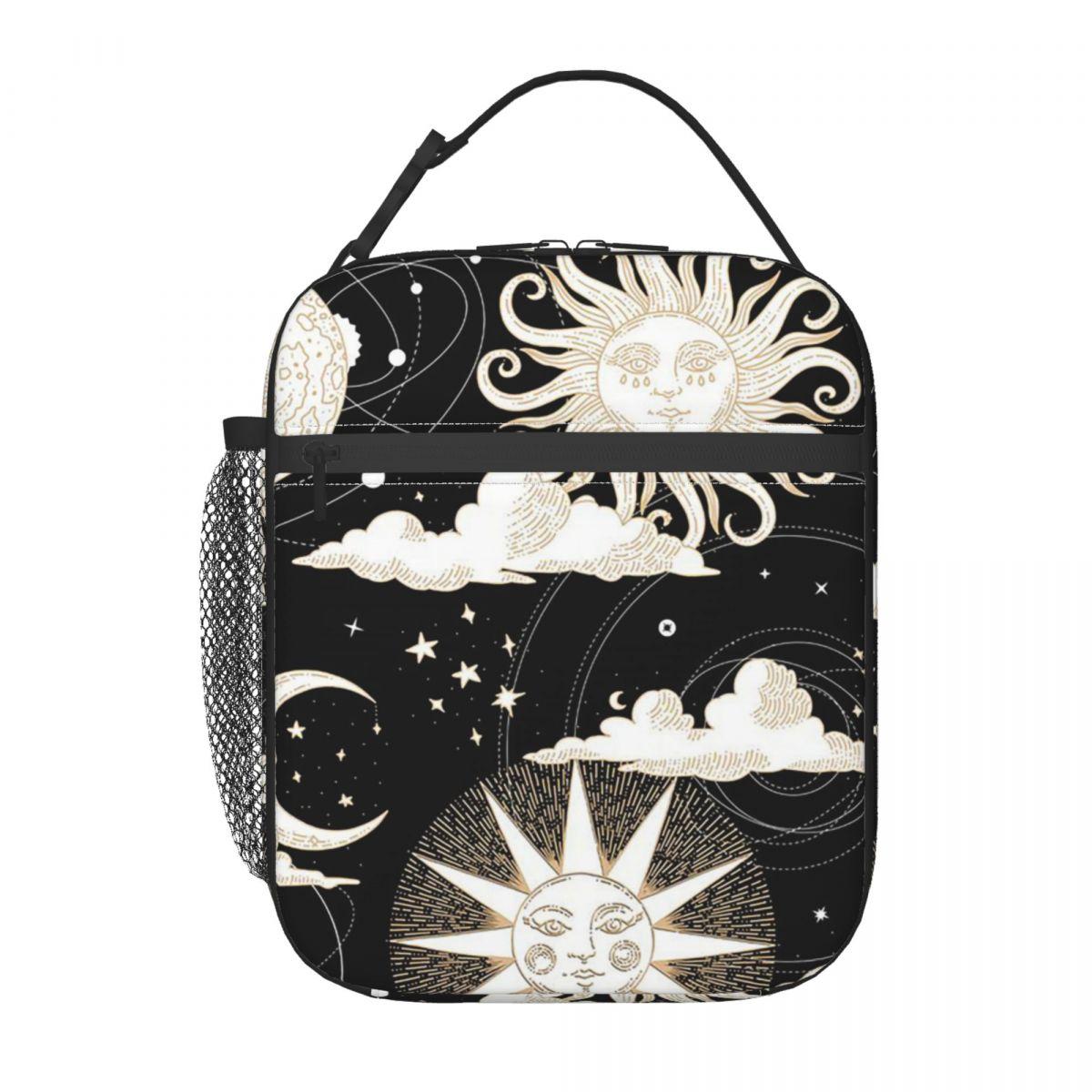 Sun And Moon Pattern Insulated Lunch Bag for Women Kids Portable Food Boxes Thermal Lunch Box Tote One Size