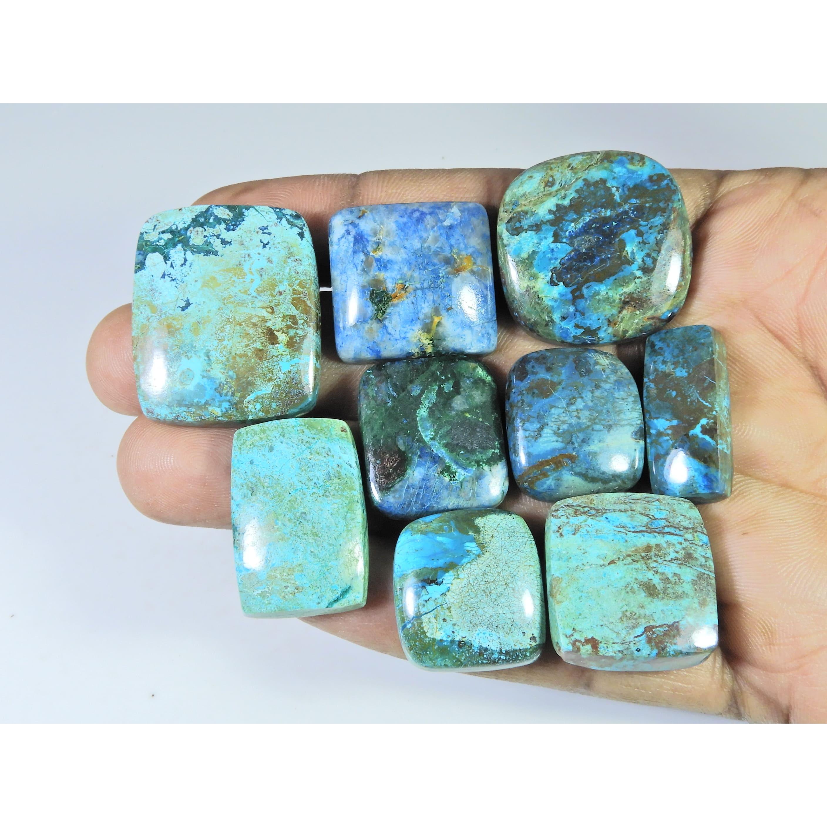 300Cts. Natural Shattuckite Octagon Cabochon Loose Gemstone 09 Pcs Lot C-1533