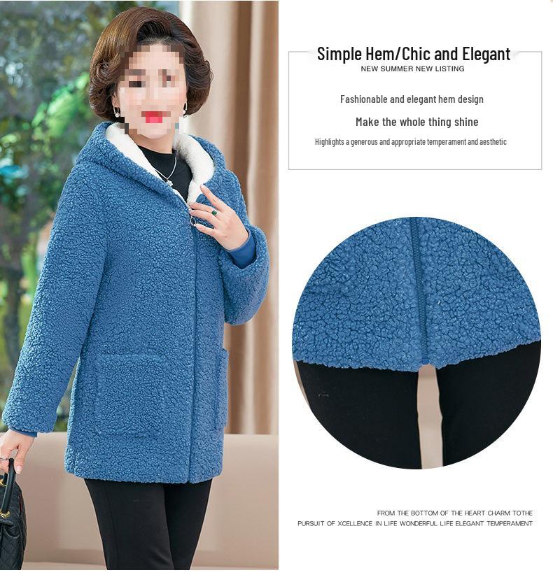 2025 Stylish Winter Coat for Middle-Aged Women, Warm Plus Size Fleece Jacket with Hood