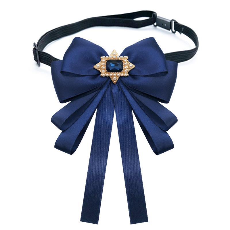 Spilla Fibbia Fiocco di Perle Tessuto Retrò Cravatta di Nastro Coreana Cravatta di Cristallo Accessori di Moda per Abbigliamento Donna