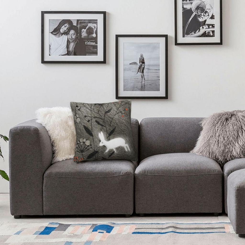 Hare Rabbit Bunny Animal Square Pillowcase Polyester Linen Velvet Printed Zip Decorative Pillow Case Sofa Seater Cushion Cover