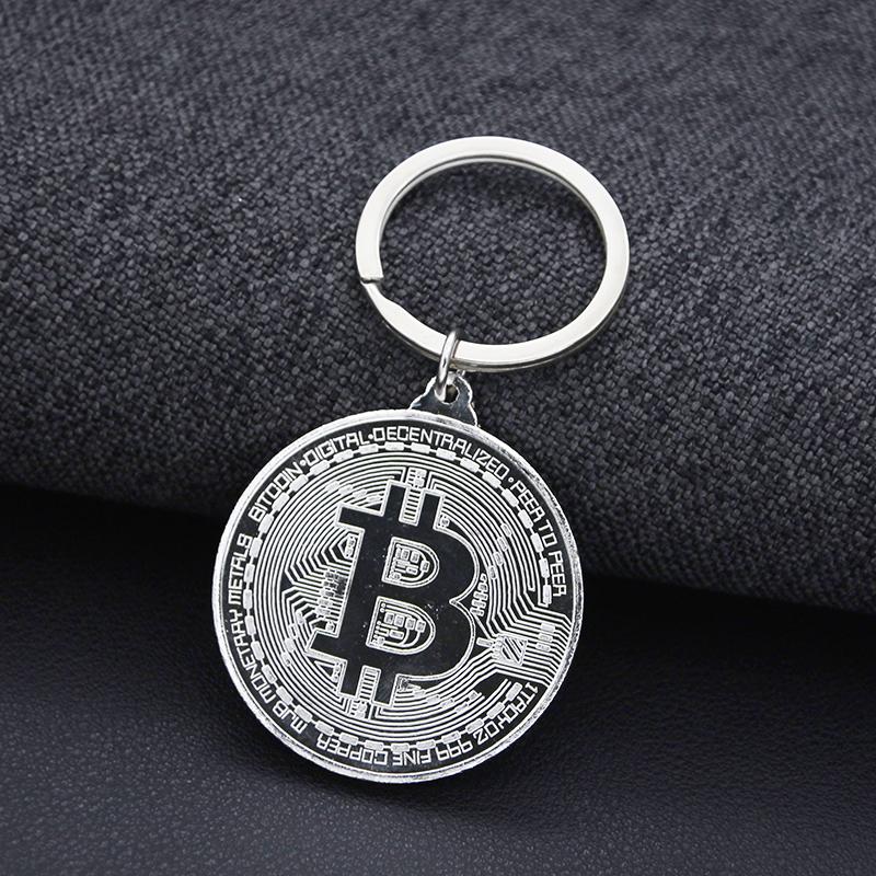 1 Piece Bitcoin Commemorative Collectors Coin Keychain Bitcoin Key Chain Copper Plated Alloy Bitcoin Key Ring Friends Gifts