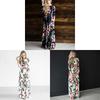 Elegant Summer Floral Print Long Sleeve Dress For Women In White Pink Green And Navy Blue