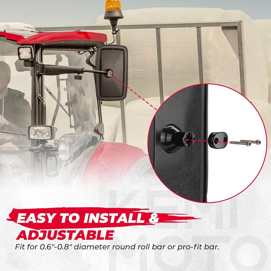 KEMIMOTO Tractor Mirror, Farm Excavator Mirrors Compatible With Front Loader Excavator Farm Tractor Such As John Deere, Case IH, Agco, New Holland,