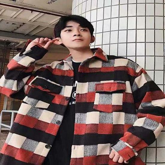 Men's Korean Plaid Woolen Coat - Autumn/Winter Casual British Lapel Windbreaker