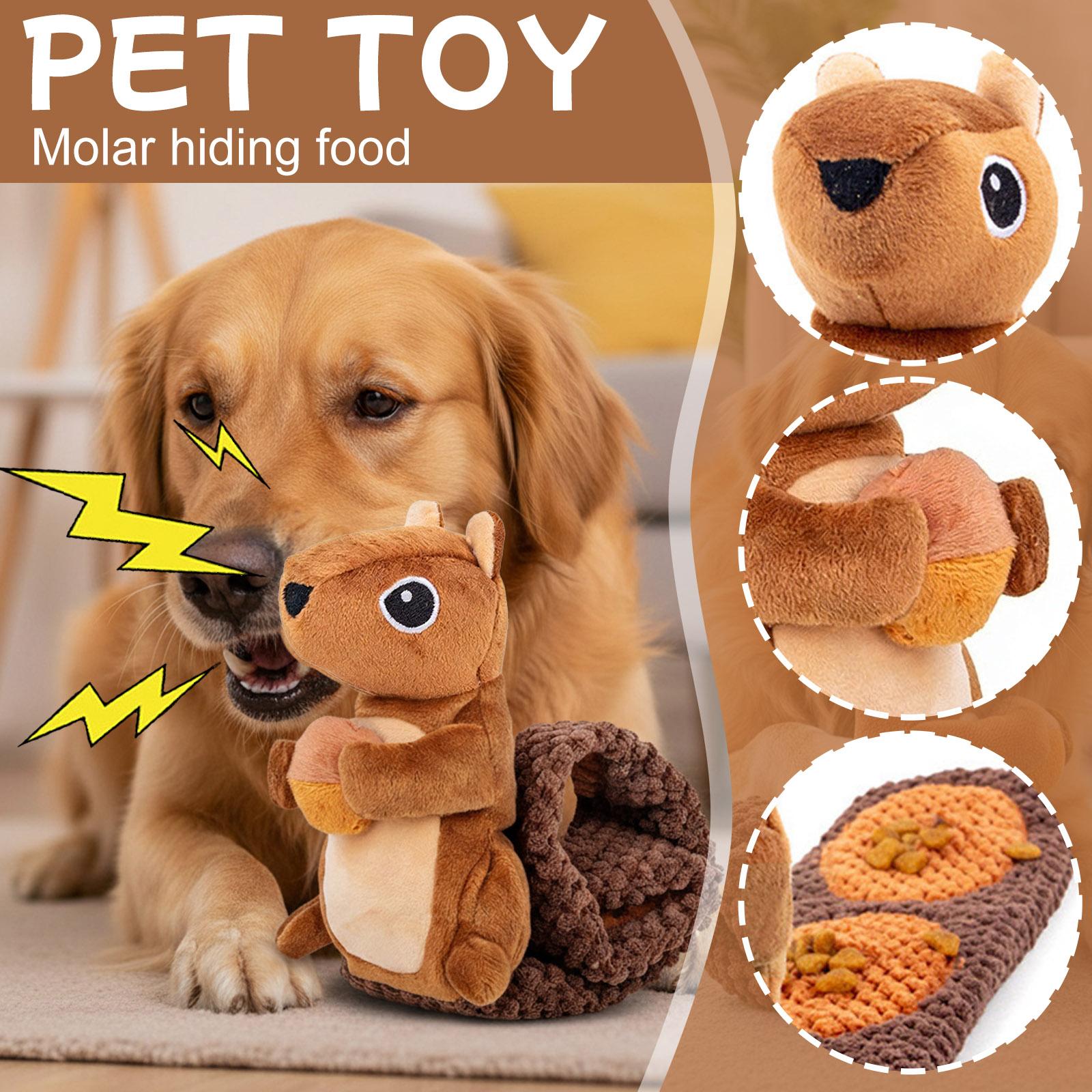 

Dog Plush Squeaky Toy: Foldable -Dispensing Interactive Chew Toy For Teeth Cleaning & Mental Stimulation One Size