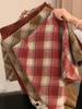 Women's High Waist Woolen Red Plaid A-Line Skirt - Hip-Hugging, Slimming, Autumn/Winter 2026