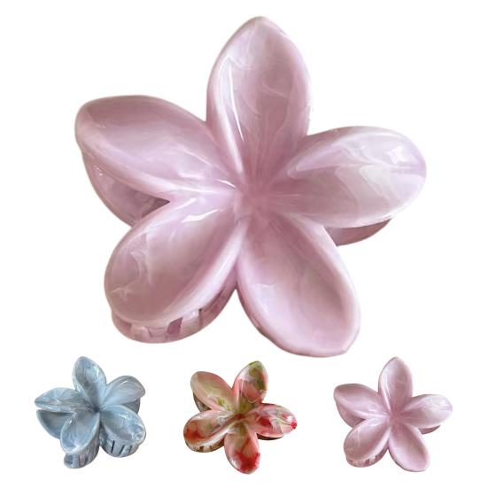Hair Claw Flower Shape Stable Grip Summer Back Head Hair Clip Bright Color Non-Slip Shower Hair Claw Hair Accessories