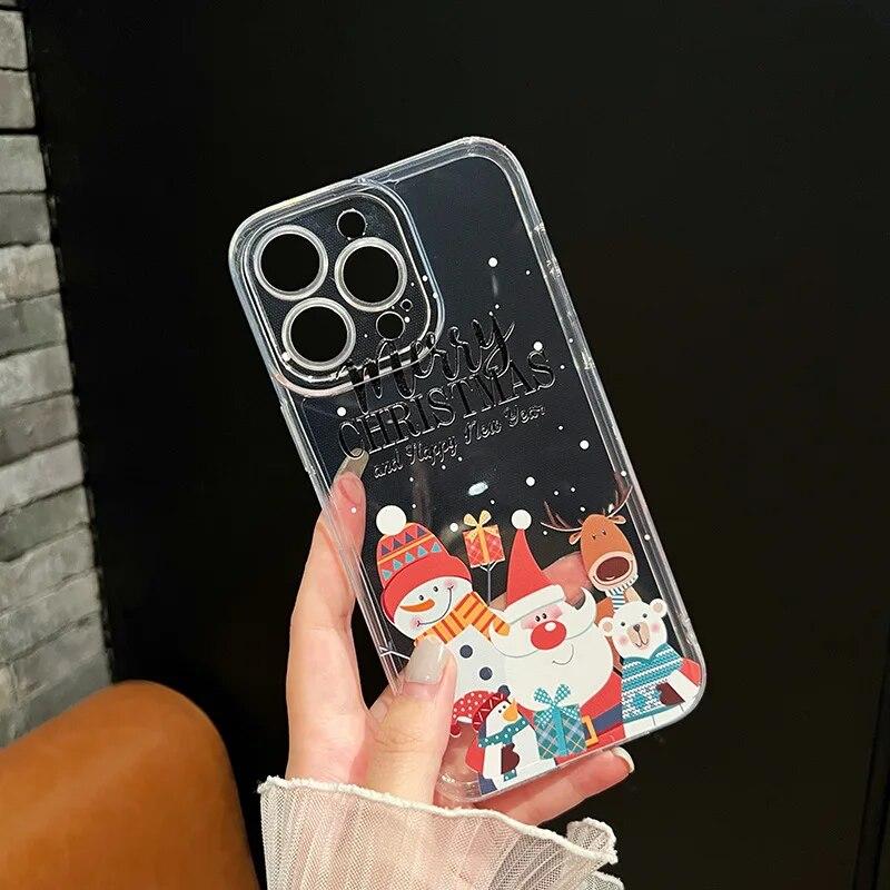 TPU Christmas Gift Transparency Phone Case For iPhone 15 Pro Max 14 13 12 11 Angel-Eyes 15 Shockproof Silicone Soft Back Cover