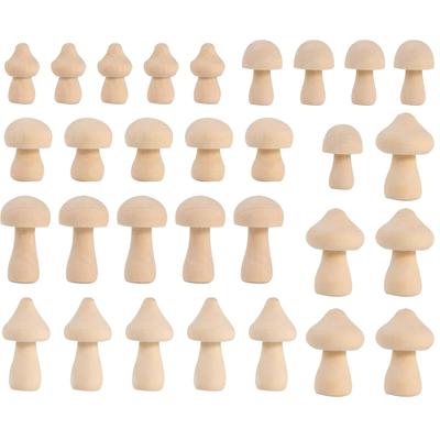 Unfinished Wooden Mushroom Natural Wood Mushroom DIY Crafts Painting Graffiti Peg Dolls Ornament Handmade Kids Toy Decor