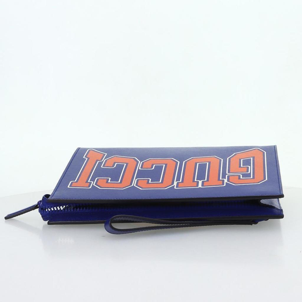 [Pre-Owned] Chinese New Year Collection Letter Print Zipper Leather Clutch - Unused #UXFZG6