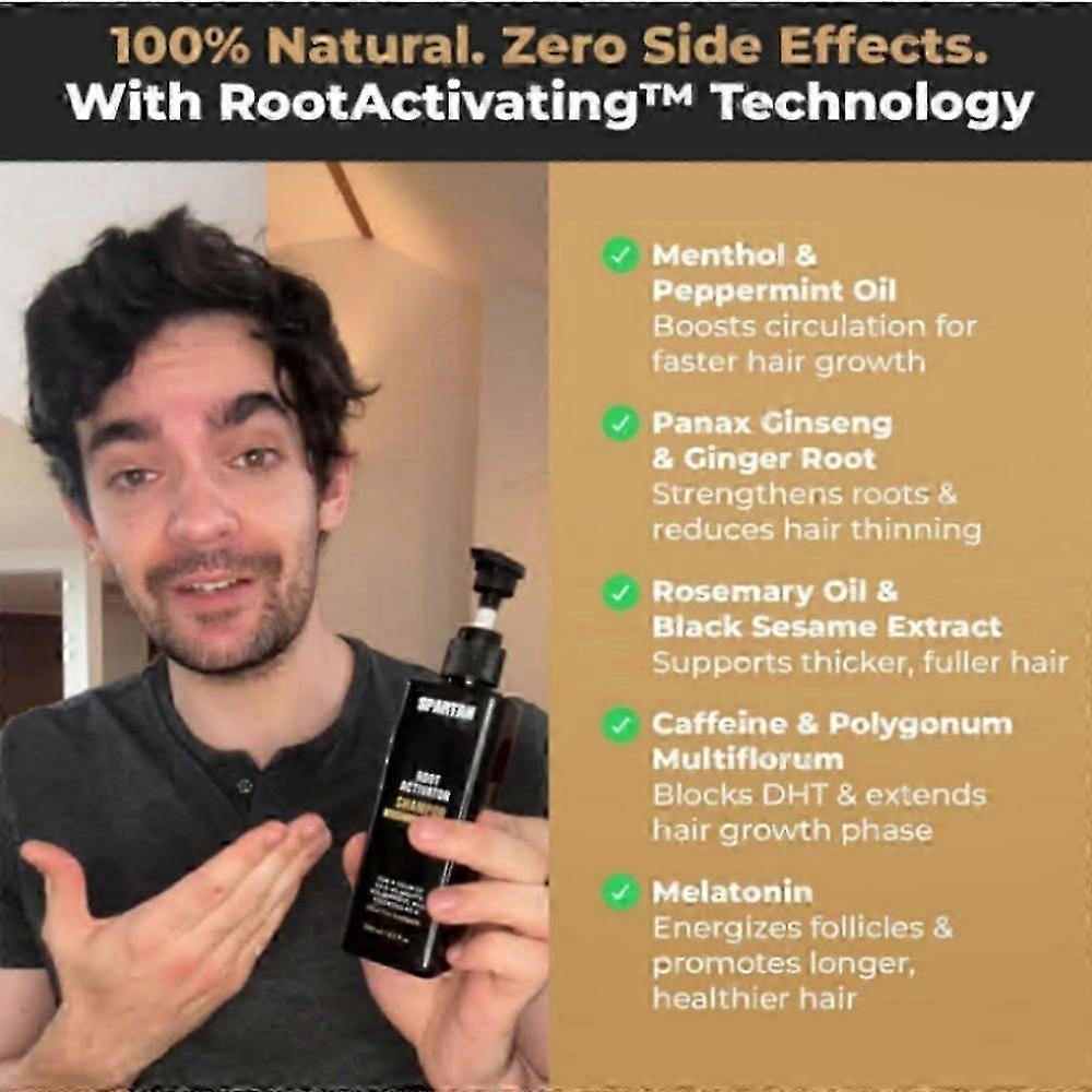 SPARTAN Root Activator Shampoo for Men - Anti-Hair Loss Shampoo, Stimulates Hair Growth, Strengthens Thin Hair (1 Pack Available)