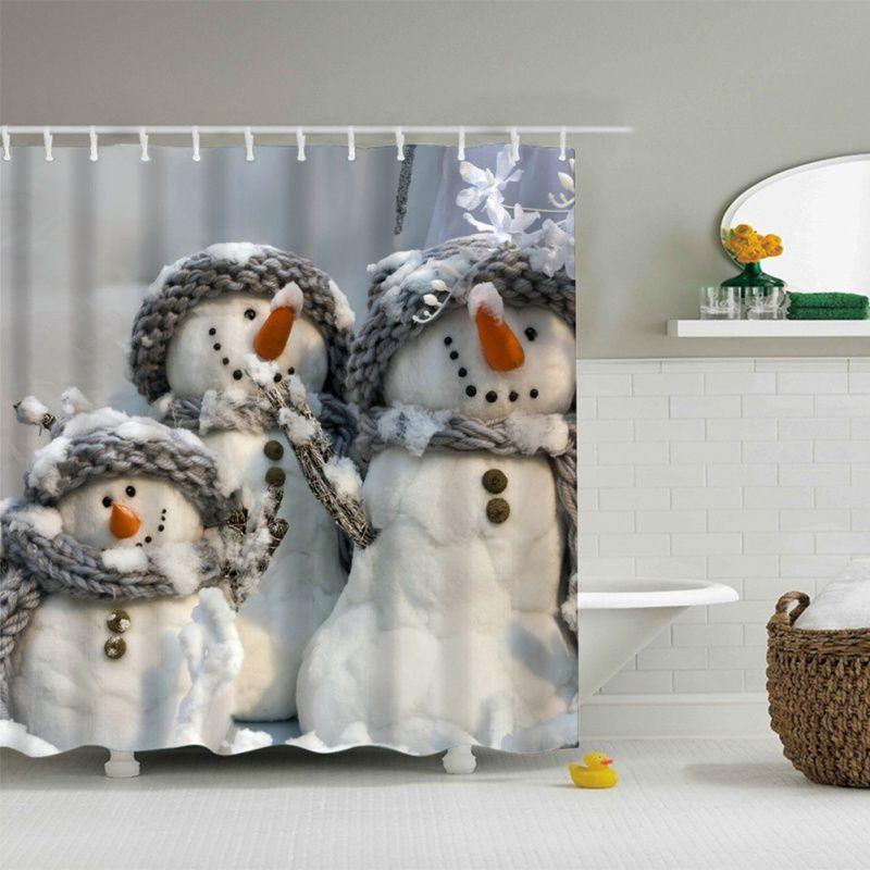 Stunning Christmas Home Shower Curtain In Waterproof Polyester With 12 Hooks For Festive Decor