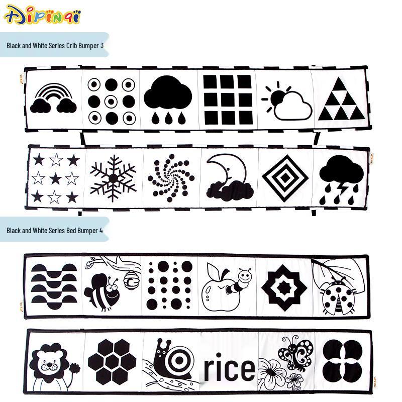 Black & White Ladybug Crib Bumper and Cloth Book for Infant Early Education