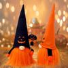 Luminous Ghost Face Halloween Doll Figurine with Rudolph Pendant for Window Display.