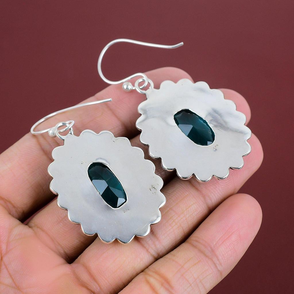 Faceted Indicolite Earring Handmade Jewelry Top Quality Gemstone Earring 925 Sterling Silver Earring Dainty Indicolite Jewelry Gifts For Her