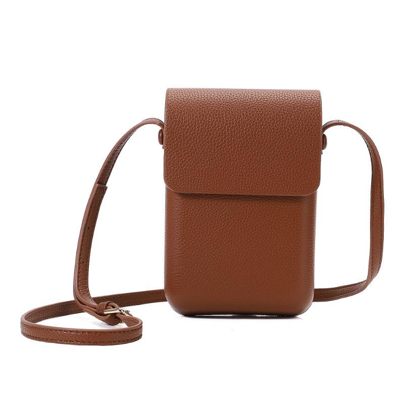 Retro High-End Lychee Pattern Vertical Mobile Phone Bag Women'S Fashion Versatile And Lightweight Single Shoulder Crossbody Small Square Bag