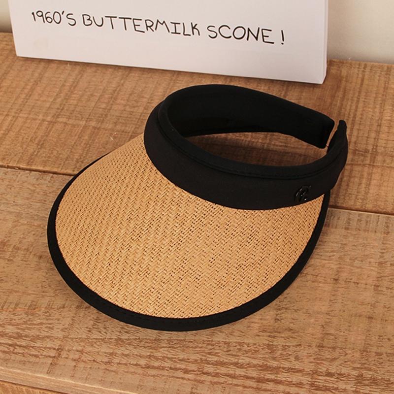 

Girls Straw Hat Boys Girls UV Protection Empty Top Hat Solid Color Children s Sun Hat