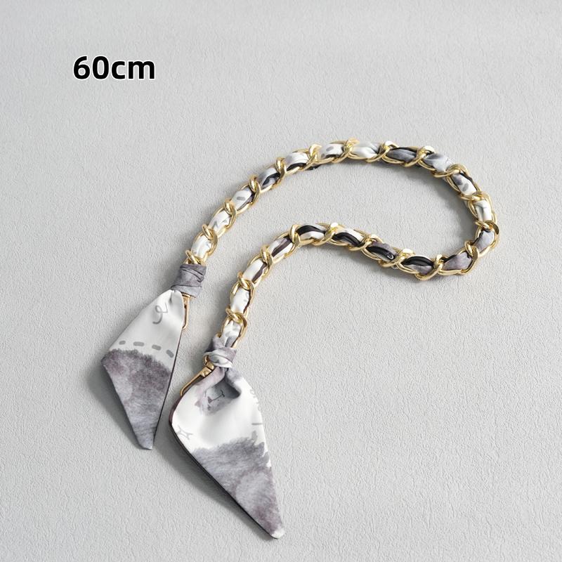 New Fashion Brand Woman Handbag Accessory Chains Detachable Floral Print Gold Silver Metal Silk Shoulder Strap Women DIY Chain Bag Handles