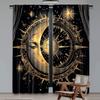 2Pcs Sun Moon Windows Curtains Retro Bohemian Antique Hippie Gold Sun Crescent And Star Curtains For Living Room Bedroom A