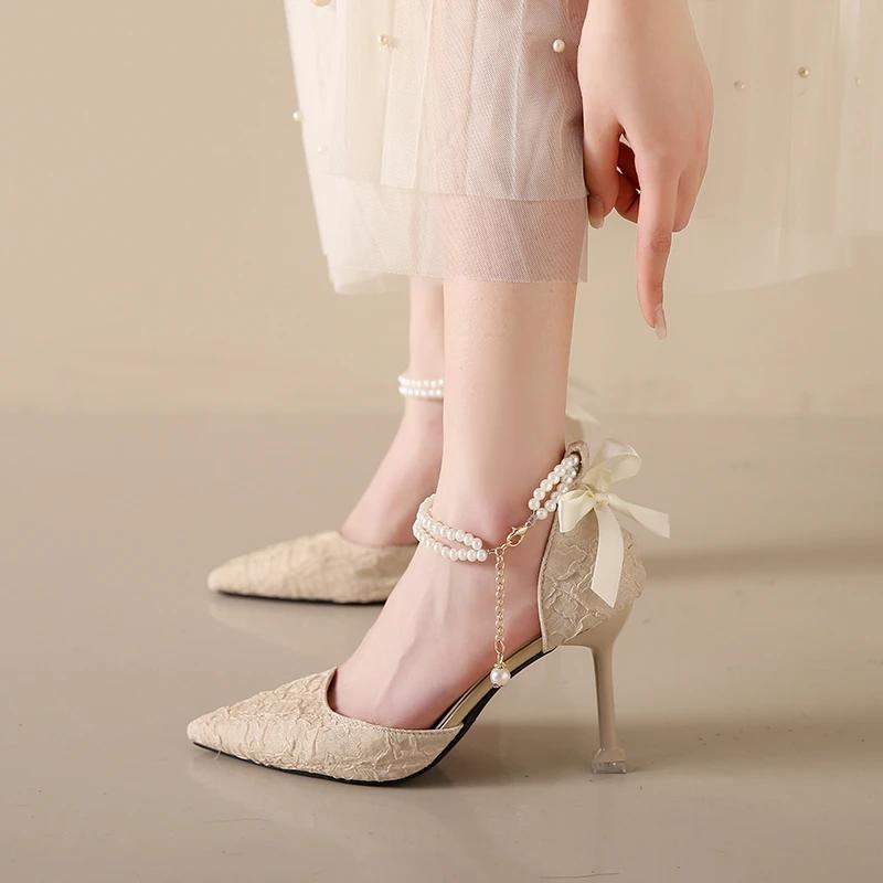 Fashion 2025 Spring and Autumn New Fashionable Comfortable Elegant and Versatile Hollow Shoes with Baotou and Strap High Heels