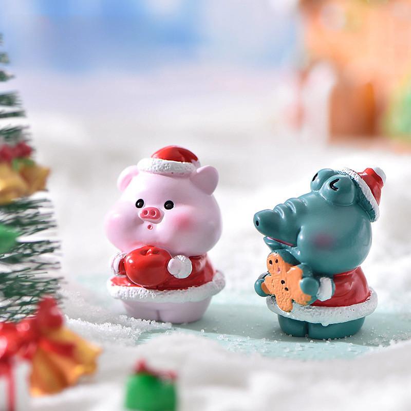 Cute Resin Christmas Animal Figurines For Diy Snow Scenery Craft And Gifts