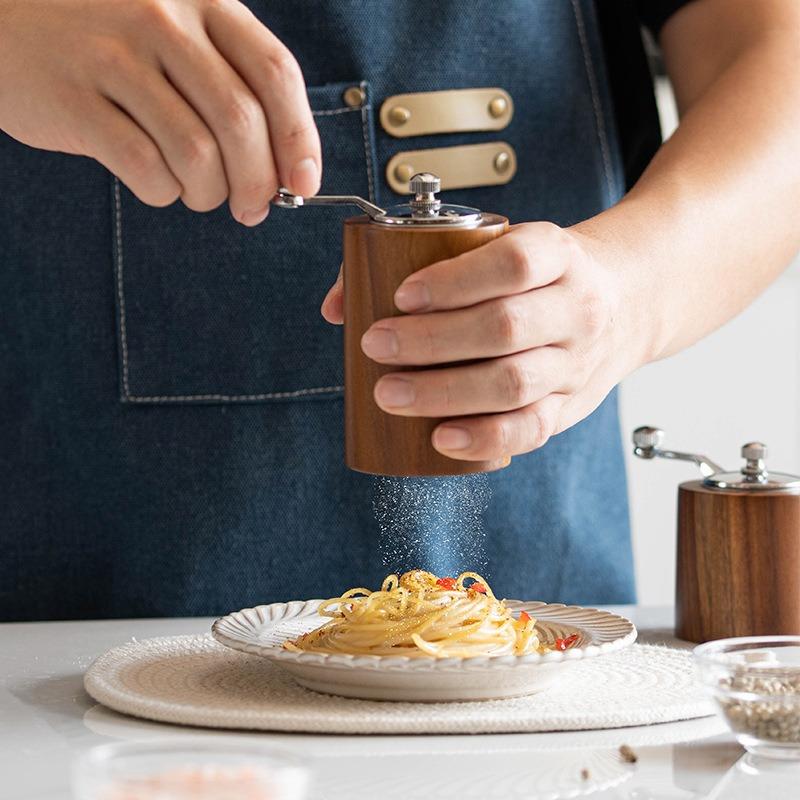 Wooden Hand Cranked Pepper Grinder Kitchen Spice Seasoning Bottle Manual Coffee Bean Grinder