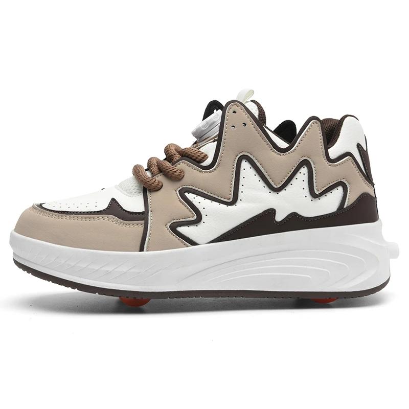 

Children Rollerblade Fashionable Unisex Universal Four-Wheel Toy Shoes Teenagers New Daily Dual-Use Detachable Board Shoes EU41 хаки