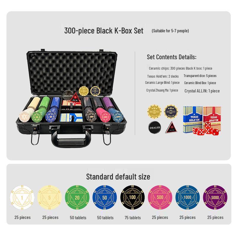 Texas Hold em High-End Ceramic Poker Chip Set with Professional K Box for Card Rooms