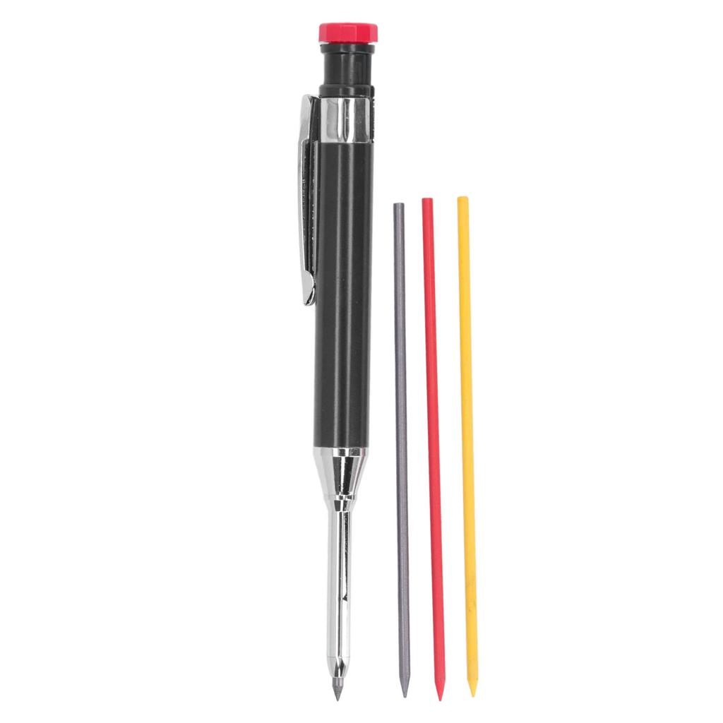 Mechanical Carpenter Pencil Set 12 Refill Heavy Duty Long Nose Deep Hole Carpenter Pencil Kit for Woodworking