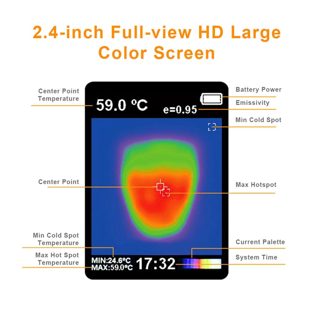 HT‑02D Handheld IR Thermal Imaging Camera Color Display 1024p 32x32 Resolution Thermal Imager