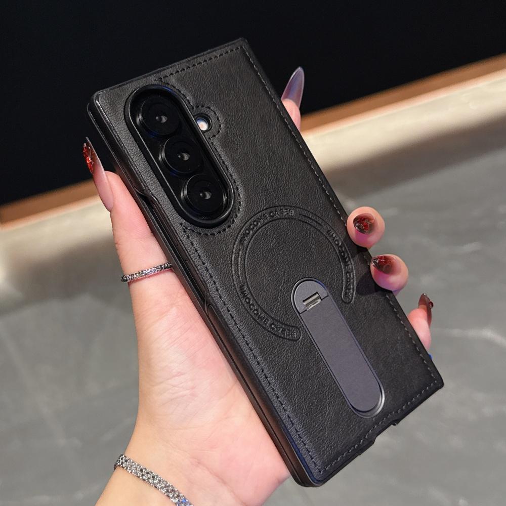 

Business Leather Magnetic Invisible Bracket Case For Samsung Galaxy Z Fold 7 6 5 4 3 Shockproof Wireless Charge Protective Cover Galaxy Z Fold7