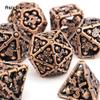 7 Pcs Coppery Skull Head Metal Dice Hollow Metal Polyhedral Dice Set Suitable for Role-Playing RPG  Board Game Card Game