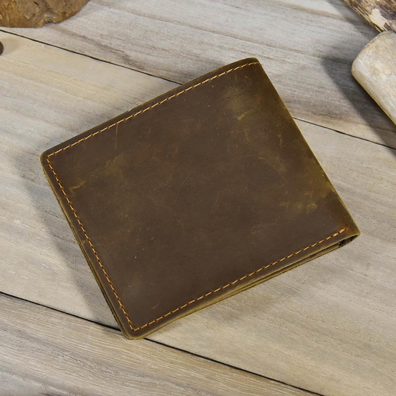Crazy Horse Leather Short Wallet For Men Male Vintage Purse Wallet Card Holder Coins Purse Retro Fashion Men Wallet Dropshipping