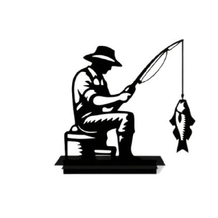Escultura Clássica de Pescador em Ferro Fundido Ornamento Elegante de Mesa Presente Único Para Pescador Decoração de Casa Jardim