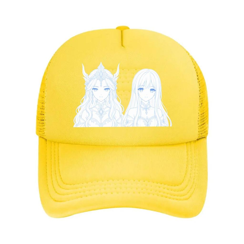 Twin Anime Portrait Line Art Mesh Baseball Cap For Womens Unisex FeUnisex Beach Dad Hat Hip Hop
