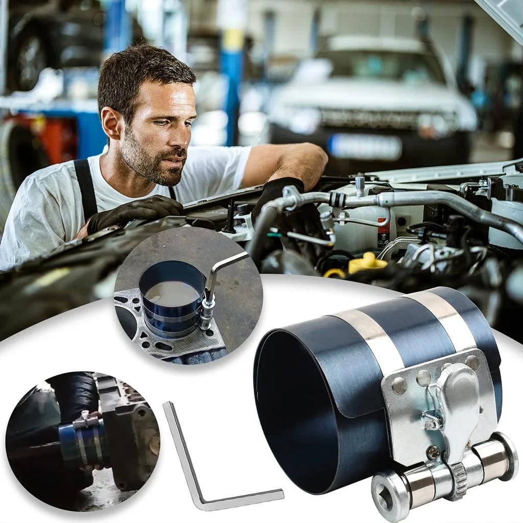 53-175mm Piston Ring Compressor Engine Ratchet Clamp Band Installer Metal Ring Compressor for Car Engine Vehicle Maintenance