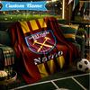 Custom Name West Ham Crests Pattern Blanket Lightweight Ideal Bedding Blanket Perfect for Travel, Camping, Living Rooms, Sofas, Christmas gift